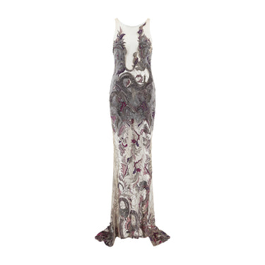 2014 Julien MacDonald Runway Purple and Silver Sequin and Beaded Dress