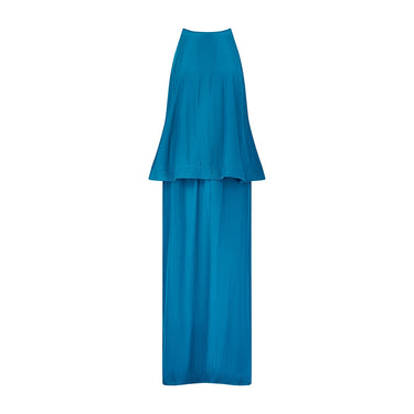 2015 Lanvin by Alber Elbaz Teal Tiered Maxi Dress