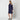 1990s Paco Rabanne Haute Couture Navy Cut-out Coat Dress with Gold Lame Trim