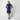1990s Paco Rabanne Haute Couture Navy Cut-out Coat Dress with Gold Lame Trim