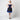 1980s Roots Blue Lace Bow Detail Cocktail Dress with Structured Bodice