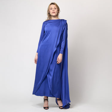1980s Christian Dior Blue Silk Dress