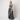 1990s Badgley Mischka Gunmetal Silver Ball Gown with Sequinned Bodice