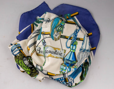 ARCHIVE - 1960 Hermès Blue “Passementerie” Françoise Heron 90cm Silk Twill Scarf