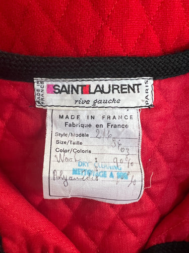 ARCHIVE - 1976 Documented Yves Saint Laurent Ballet Russes Quilted Red Gilet