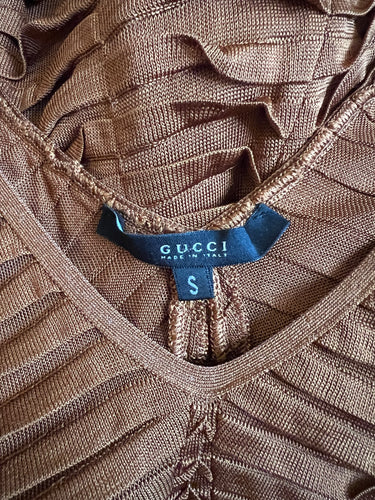 ARCHIVE - 2004 Tom Ford for Gucci Caramel Knitted Ribbed Top