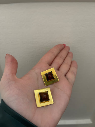 1970s Yves Saint Laurent Poured-Glass and Gilt Clip-On Earrings