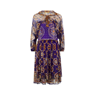 1970s Purple Embroidered Paisley Three Piece Ensemble