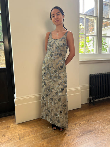 ARCHIVE - S/S 1998 Runway Giorgio Armani Beaded Chinoiserie Slip Dress