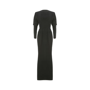 1980s Dior Attributed Haute Couture Black Velvet Dress