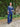 1960s Larry Ross Navy and White Wool Beaded Tunic Trouser Suit