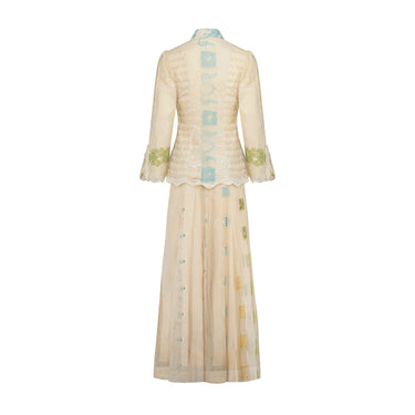 ARCHIVE - 1970s Catherine Buckley Patchwork Cream Skirt and Jacket