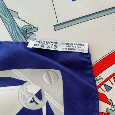 ARCHIVE - 1981 Hermès Navy “Sextants” by Loïc Dubigeon 90cm Silk Twill Scarf