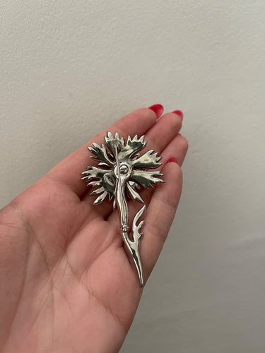 1950s Mitchel Maer for Christian Dior Silver Rhinestone Flower Brooch