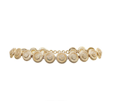 1991 Versace Gold Medusa Chain Belt With Frosted Glass and Diamantés
