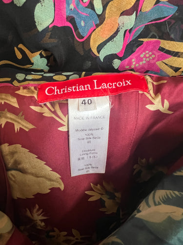 ARCHIVE - 2006 Runway Documented Christian Lacroix Floral Print Bias Cut Dress