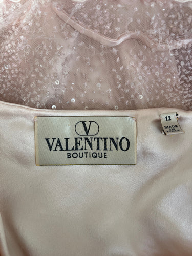 ARCHIVE - 1999 Valentino Runway Documented Beaded Pink Tulle Ruffle Neck Top