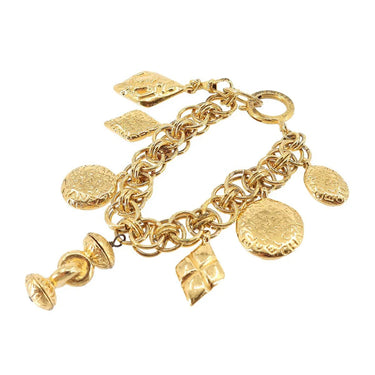 1980s Chanel Gold Chain Charm Seals Bracelet