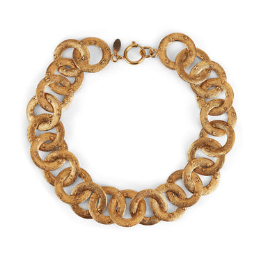 1990s Chanel Gold Logo Embossed Chain Necklace in Original Box