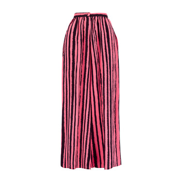 1990s Christian Lacroix Black Pink Striped Wide Leg Trousers