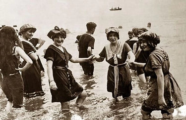 ARCHIVE - 1900s Edwardian Navy and Cream Cotton Bathing Suit