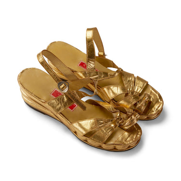 1940s Gemrich Gold Leather Wedge Sandals