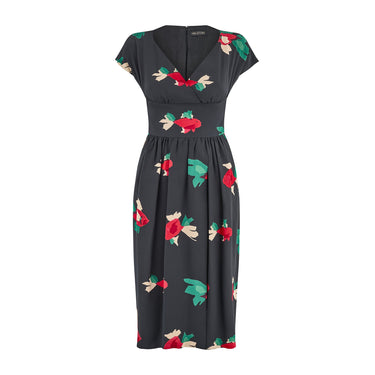 1970s Halston Black Label Koi Fish Printed Silk Dress