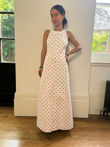 ARCHIVE - 1970s André Courrèges Haute Couture Polka Dot Cotton Dress