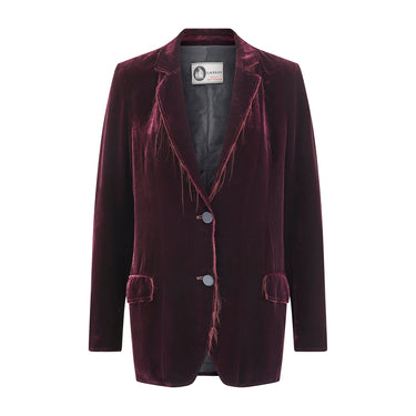2010s Lanvin Silk Velvet Plum Unfinished Hem Jacket