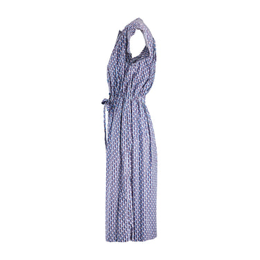 1990s Liberty Geometric Print Cotton Dress with Triangle Buttons