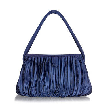 ARCHIVE - 1960s Royal Blue Silk Satin Pleated Handbag