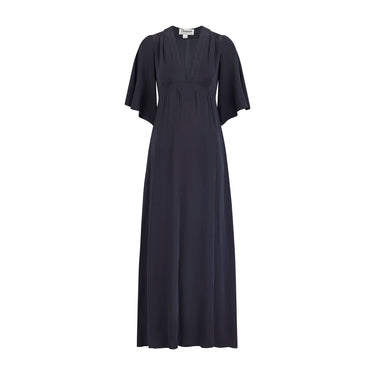 1970s Ossie Clark for Quorum Black Angel Sleeve Maxi Dress