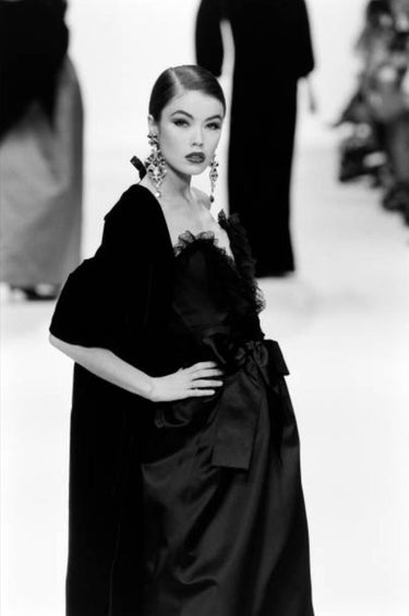 1987 Yves Saint Laurent Documented Strapless Black Column Dress