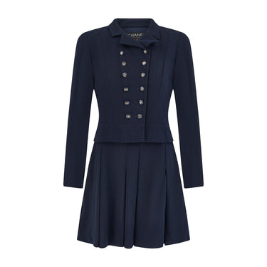 ARCHIVE - 1995 Chanel Navy and Cream Dress and Jacket Suit