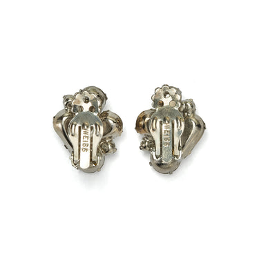 1950s Weiss Silver Crystal Clip On Earrings