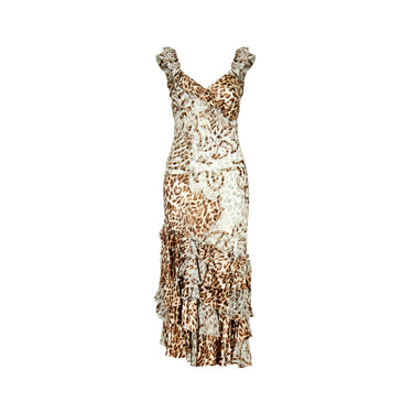 ARCHIVE - Y2K Expensive! Leopard Print Ruffled Bias Cut Dress