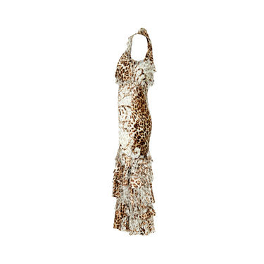 ARCHIVE - Y2K Expensive! Leopard Print Ruffled Bias Cut Dress