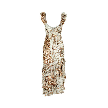 ARCHIVE - Y2K Expensive! Leopard Print Ruffled Bias Cut Dress
