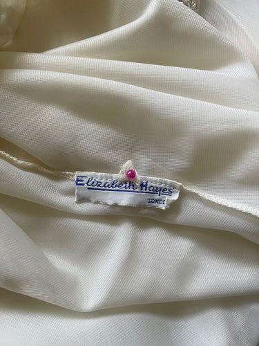 1960s Off-White Chiffon Angel Sleeve Negligee with Tonal Braidwork