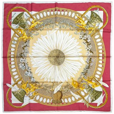 ARCHIVE - 1999 Hermès Red “Amours” by Annie Faivre 90cm Silk Twill Scarf