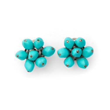 1960s French Couture Turquoise Clip On Earrings