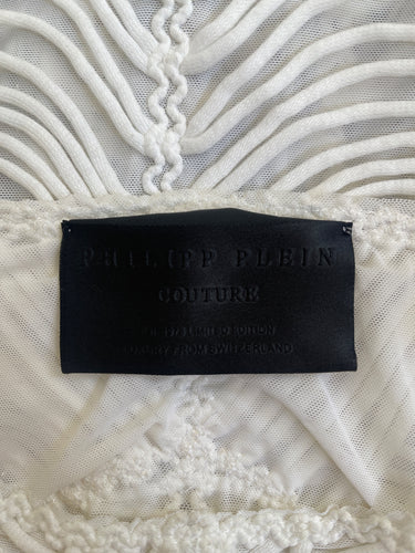 2014 Philipp Plein White Skull Knit Bodycon Dress