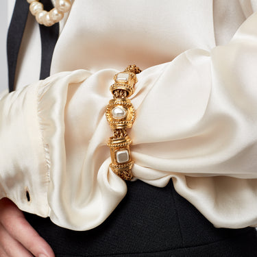 ARCHIVE - 1996 Chanel Gold and Pearl Etruscan Bracelet