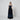 Louis Feraud 1980s Embroidered Blue Silk and Black Velvet Gown