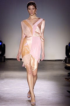 ARCHIVE - 2004 Runway Documented Zac Posen Pink Silk Panelled Dress