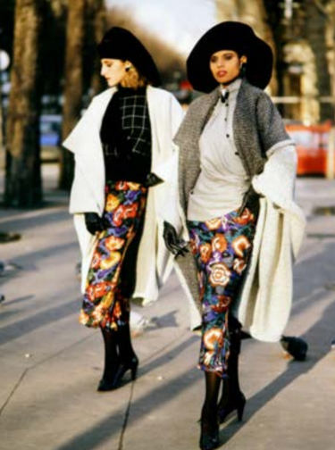 1986 Ungaro Documented Parallele Floral and Lamé Skirt