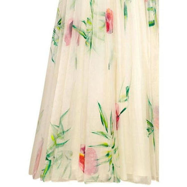 ARCHIVE - 1950s Lee Delman White Organza Hand Painted Maxi Dress