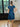 1950s Gigi Young Blue and Black Floral Silk Dress