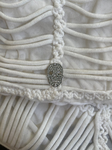 2014 Philipp Plein White Skull Knit Bodycon Dress