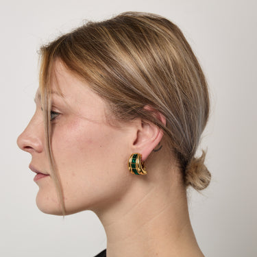 1990s Yves Saint Laurent Gold and Emerald Crystal Earrings
